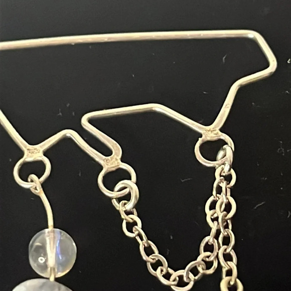 One of a Kind Handmade Sterling Silver Blue Glass Bead Dangle Safety Pin Brooch - Picture 4 of 7